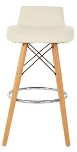 Porrima Faux Leather Bar Stool In White With Natural Legs