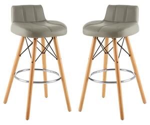 Porrima Grey Faux Leather Effect Bar Stools In Pair