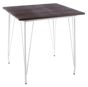 Pherkad Square Wooden Dining Table With White Metal Legs