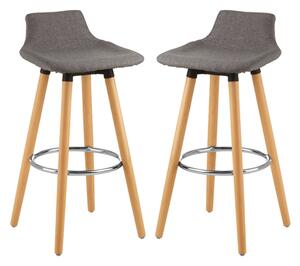 Porrima Grey Fabric Seat Bar Stools In Pair