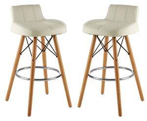 Porrima White Faux Leather Effect Bar Stools In Pair