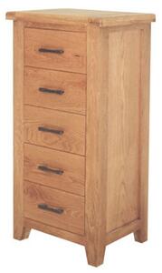 Hampshire Wooden Tall Chest Of Drawer In Oak With 5 Drawer