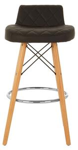 Porrima Faux Leather Bar Stool In Black With Natural Legs