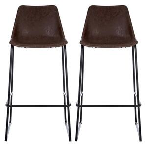 Kekoun Mocha Faux Leather Bar Chairs With Black Legs In A Pair