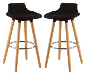 Porrima Black Fabric Seat Bar Stools In Pair