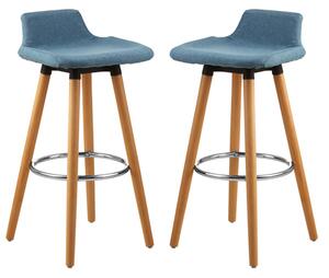 Porrima Blue Fabric Seat Bar Stools In Pair