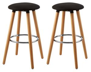 Porrima Black Fabric Round Seat Bar Stools In Pair