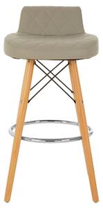 Porrima Faux Leather Bar Stool In Grey With Natural Legs