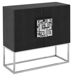 Pasico Faux Shark Skin Leather Large Storage Cabinet In Black