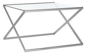 Romelo Square Clear Glass Coffee Table With Satin Nickel Frame