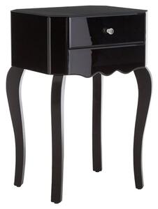 Orca Mirrored Glass Side Table With 1 Drawer In Black