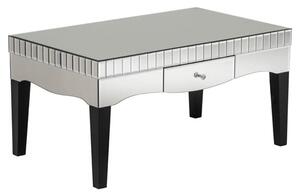 Boulejo Mirrored Glass Coffee Table In Silver And Black