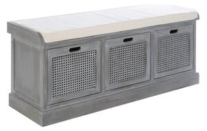 Heritox Wooden 3 Drawers Hallway Storage Bench In Slate Grey