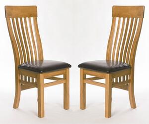 Hampshire Oak Slat Back Dining Chairs In A Pair