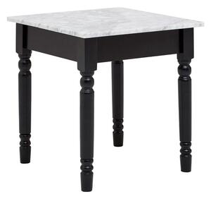 Henova White Marble Side Table With Black Wooden Frame