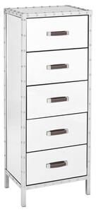 Rivota Mirrored Glass Chest Of 5 Drawers In Silver