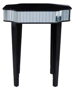 Clavona Mirrored Glass Side Table In Clear And Black