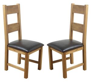 Hampshire Oak Dining Chairs With Padded Seat In A Pair