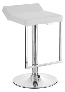 Ceko White Leather Seat Gas Lift Bar Stool With Chrome Base