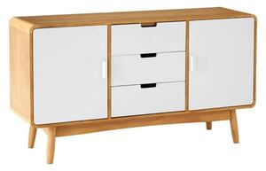 Maloga Wooden Sideboard With 2 Doors 3 Drawers In White And Oak