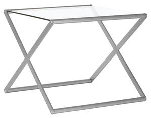 Romelo Clear Glass Side Table With Satin Nickel Frame