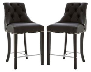 Trento Upholstered Black Faux Leather Bar Chairs In A Pair