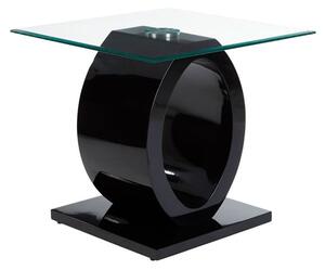 Amelia Clear Glass Top Side Table With Black High Gloss Base