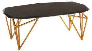 Relics Black Marble Coffee Table With Gold Angular Legs