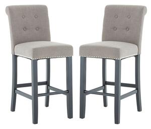 Trento Upholstered Natural Fabric Bar Chairs In A Pair