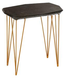 Relics Black Marble Large Side Table With Gold Angular Legs