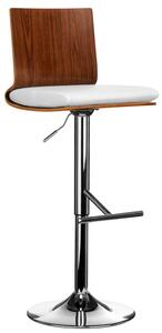 Savial Wooden Bar Stool In Walnut With White Leather Seat