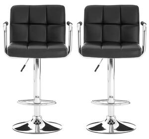 Stocam Black Faux Leather Bar Chairs With Chrome Base In A Pair