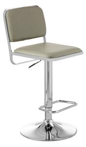 Porrima Light Grey Leather Seat And Chrome Base Bar Stool