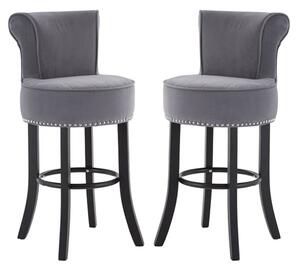 Trento Round Upholstered Grey Fabric Bar Chairs In A Pair