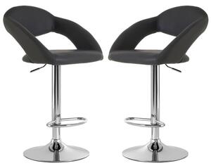 Talore Grey Faux Leather Bar Chairs With Chrome Base In A Pair