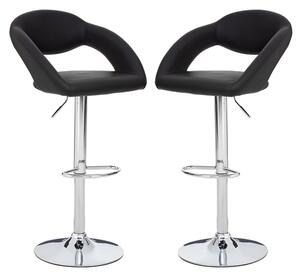 Talore Black Faux Leather Bar Chairs With Chrome Base In A Pair