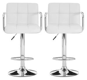 Stocam White Faux Leather Bar Chairs With Chrome Base In A Pair