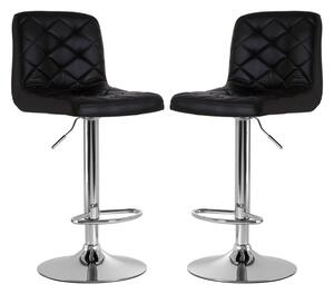 Terot Black Faux Leather Bar Chairs With Chrome Base In A Pair