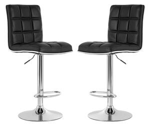 Treno Black Faux Leather Bar Chairs With Chrome Base In A Pair