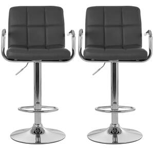 Stocam Grey Faux Leather Bar Chairs With Chrome Base In A Pair