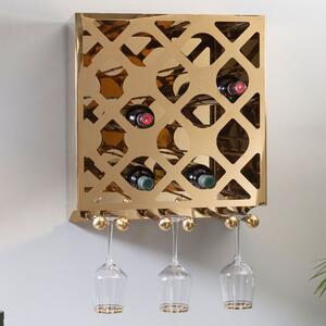 Kurhah 12 Bottles Steel Wine Rack In Gold