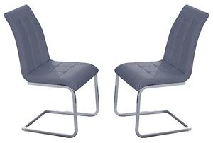 Paris Grey Faux Leather Dining Chairs In Pair