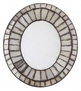 Raze Oval 3D Mosaic Wall Bedroom Mirror In Antique Silver Frame