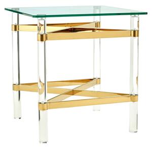 Clarox Square Glass End Table In Clear And Gold