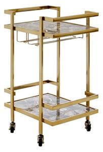 Sauna Agate Drinks Trolley With Gold Steel Frame In Black