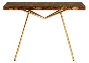 Relics Agate Stone Top Console Table With Gold Frame