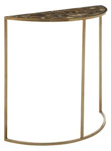 Sauna Half Moon Black Agate Console Table With Gold Frame