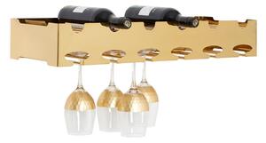 Kurhah Wide 6 Bottles Steel Wine Rack In Gold