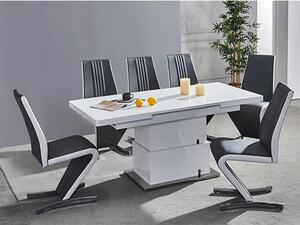 Elgin Convertible White Gloss Dining Table 6 Gia Black Chairs