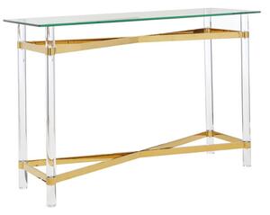 Clarox Rectangular Glass Coffee Table In Clear And Gold